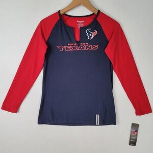 NWT REEBOK HOUSTON TEXANS WOMENS HIGH PITCH FITTED LONG SLEEVE SHIRT MEDIUM NFL